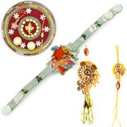 Ganesha Mauli Rakhi Thali with Pair and Kids Rakhi