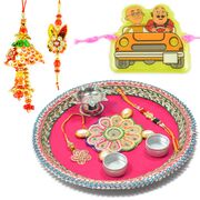 Traditional Pair and Motu Patlu Kids Rakhi with Rakhi Thali
