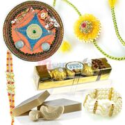 Awesome Pooja Thali Chocolate Sweets and Rakhis Hamper
