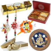 Marvellous Designer Pooja Thali Combo Rakhi Gift Hamper