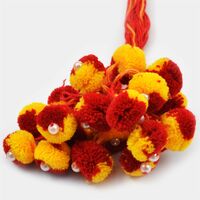 Traditional Yellow and Red Ram Rakhi Set of 20 with Pearl