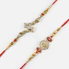 Beautiful Gold and Diamond Studded Auspicious Rakhi Set