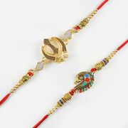 Sparkling Khanda and Beautiful Peacock Rakhi Set