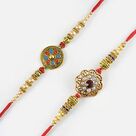 Handcrafted Round Pearl and Moti Rakhi Set
