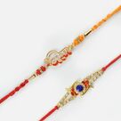 Veera and Muti-Coloured Diamond Rakhi Set