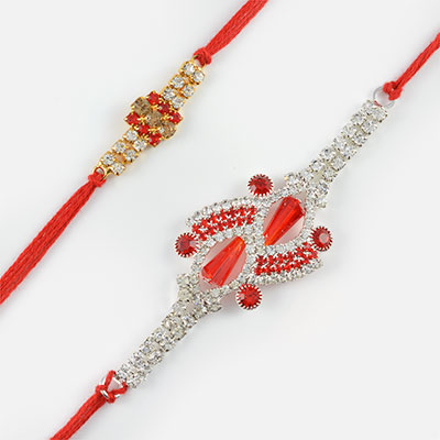 Beautiful Set of Diamond Rakhis with Mauli String