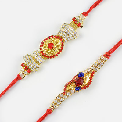 Designer Rakhi Combo of Diamonds and Kundan Craft Work