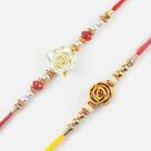 White and Brown Floral Rakhi Set of 2