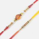 Lovely Colourful Diamonds and Traditional Rakhi Set of 2
