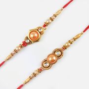 Alluring Silver Beads Rakhi Set of 2