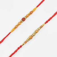 Rudraksha and Diamond Rakhi Set of 2