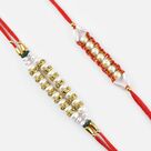 Ravishing Diamonds and Silver Pearls Combo of 2 Rakhis
