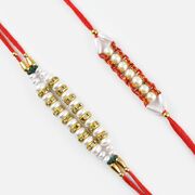 Ravishing Diamonds and Silver Pearls Combo of 2 Rakhis