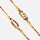 Modern Mirror and Gold Finished Rakhi Set of 2