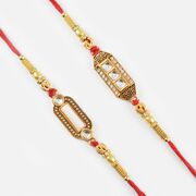 Modern Mirror and Gold Finished Rakhi Set of 2