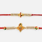 Gajanan Meena Worked and Simple Diamond Rakhi Set of 2