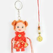 Cute Doll Kids Rakhi with Elegant Lumba Rakhi Set of 2