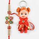 Kundan Meena and Diamond Worked Rakhi along with Cute Doll Kids Rakhi