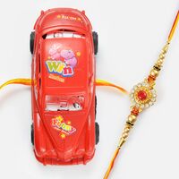 Lightning Fast Super Car and Beautiful Diamond Worked Rakhi Set of 2