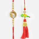 Graceful Mayur and Parrot Rakhi Set of 2