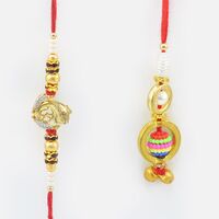 Auspicious Om Rakhi with Multi Color Lumba Bead