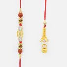 Rakhi Set of Radraksh Brother Rakhi and Golden Bhabhi Rakhi