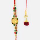 Rich Rakhi set of 2 for with Ganesha Rakhi and Lumba