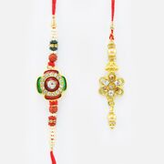Designer Rakhi for Bhaiya with Floral Shape Lumba Rakhi.