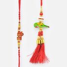 Red Veera Written Rakhi with Parrot Lumba Rakhi Set of 2 Rakhis