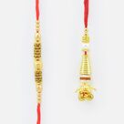 Gold Thread Jewel Rakhi for Brother With Golden Color Lumba