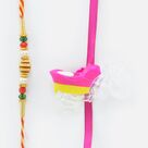 Mauli Rakhi fir Brother WIth Pink Color Bike Rakhi for Kid.
