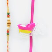 Mauli Rakhi fir Brother WIth Pink Color Bike Rakhi for Kid.