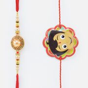 Pear Studden Meena Work Brother Rakhi with Chhota Bheem Kid Rakhi