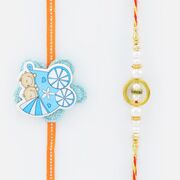 Liner Pearl Rakhi for Brother with Once Single Kid Rakhi