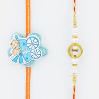 Liner Pearl Rakhi for Brother with Once Single Kid Rakhi