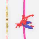 Perl and Golden Color Thread Rakhi with Spider Man Kid Rakhi