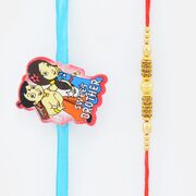 Sweet Brother Chhota Bhemm Kid Rakhi with Golden Thread Rakhi