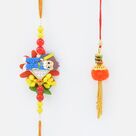 Multi Color Small Cartoon Kid Rakhi with Diamond Lumba