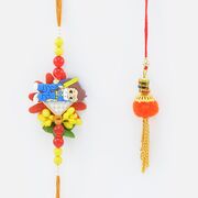 Multi Color Small Cartoon Kid Rakhi with Diamond Lumba