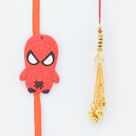 Spider Man Kid Rakhi with Droping Golden Lumba Rakhi Set of 2 Rakhis