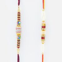 Thread Diamond and Pearl Rakhi Set of 2 Rakhis for Brother