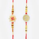 Swastik and Coin Shaped Rakhi Set of 2 for Brother