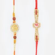 Auspicious Rakhi set of 2 Swastik and Om Rakhis for Brother