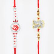 Jewel Om and Ganesha Rakhi Set of 2 Rakhis for Brother