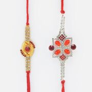 Jewel and Diamond Rakhi Set for 2 Brothers