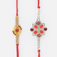 Jewel and Diamond Rakhi Set for 2 Brothers