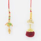 Red and Golden Luma Rakhi Set of 2 Lumba