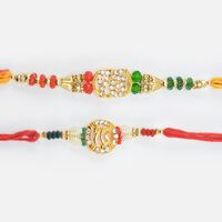Auspicious Sikh Golden Color Rakhis Set of 2 Colorful Sikh Rakhis