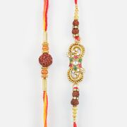 Divine Rudraksha Design Mauli Thread Multiple Rakhis Set of 2