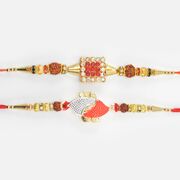 Rudraksha and Beaded Divine Two Jewel Studded Divine Rakhis